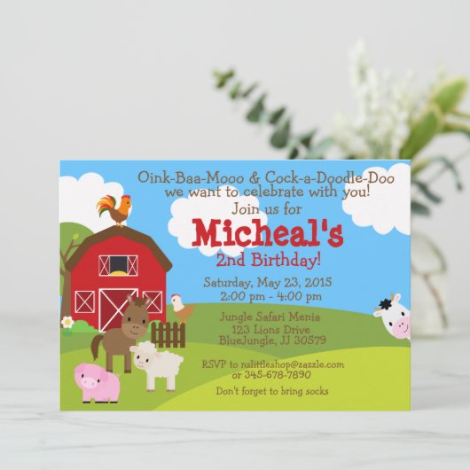 Invitation d'anniversaire Barnyard (Debout devant)