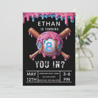 Invitation d'anniversaire Baseball Drip Fête de sp