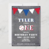 Invitation d'anniversaire baseball garçon 1er anni (Devant)
