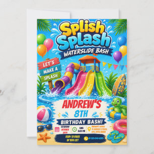 Invitation d'anniversaire Bash Toboggan aquatique