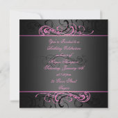 Invitation d'anniversaire bat mitzvah rose et noir (Dos)