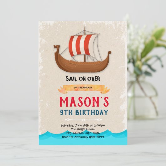 Invitation d'anniversaire bateau de navire (Debout devant)