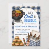 Invitation d'anniversaire BBQ Blue Gingham Grill a (Devant)