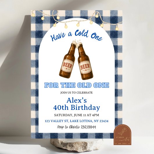 Invitation d'anniversaire BBQ Blue Gingham Grill a