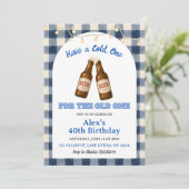Invitation d'anniversaire BBQ Blue Gingham Grill a (Debout devant)