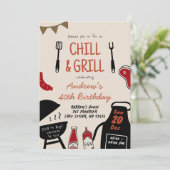 Invitation d'anniversaire BBQ Chill and Grill mini (Debout devant)