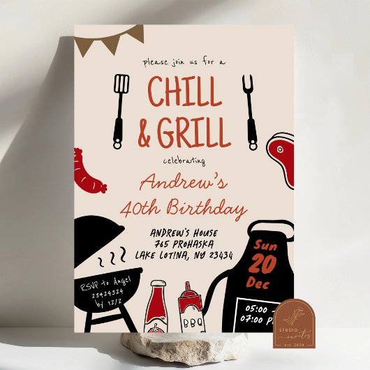 Invitation d'anniversaire BBQ Chill and Grill mini