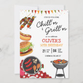 Invitation d'anniversaire BBQ, Fête de grillades e (Devant)