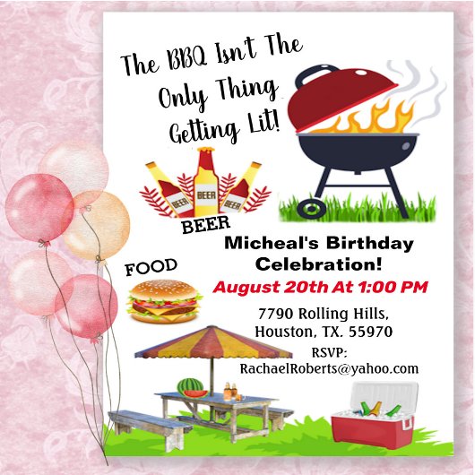 Invitation d'anniversaire BBQ Pas Seule Chose Qui