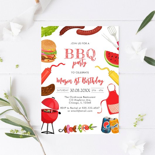 Invitation d'anniversaire BBQ pour enfants