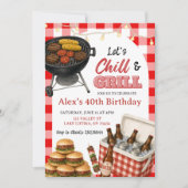 Invitation d'anniversaire BBQ Red Gingham Grill an (Devant)