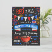 Invitation d'anniversaire BBQ Rouge Blanc et Bleu (Debout devant)