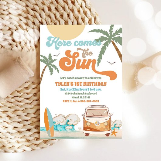 Invitation d'anniversaire Beach Surf Van