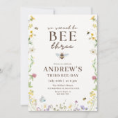 Invitation d'anniversaire Bee Three Floral Bee Par (Devant)