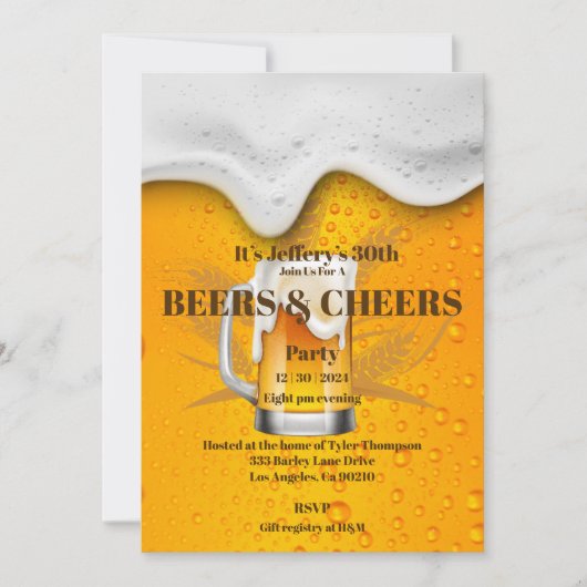 Invitation d'anniversaire Beer & Cheers (Devant)