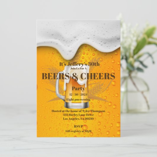 Invitation d'anniversaire Beer & Cheers (Debout devant)