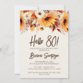 Invitation d'anniversaire beige florale 80 ans (Devant)