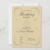 Invitation d'anniversaire beige neutre (Devant)