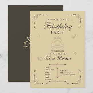 Invitation d'anniversaire beige neutre