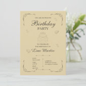 Invitation d'anniversaire beige neutre (Debout devant)