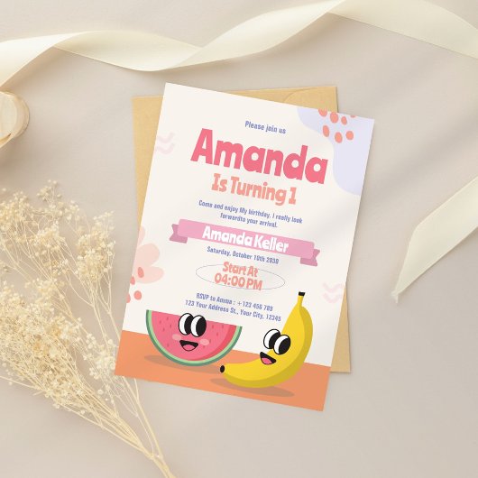 Invitation d'anniversaire Berry & Banana