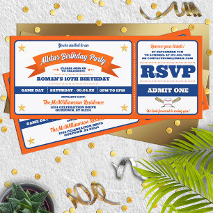 Invitation d'anniversaire Billet Baseball Allstar