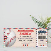 Invitation d'anniversaire billet de baseball perso (Debout devant)