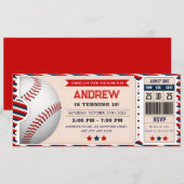 Invitation d'anniversaire billet de baseball perso (Devant / Derrière)