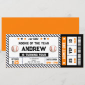 Invitation d'anniversaire billet de baseball perso (Devant / Derrière)