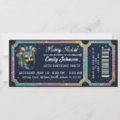 Invitation d'anniversaire billet de fête en or (Devant)