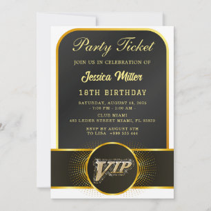 Invitation d'anniversaire billet de fête VIP