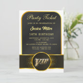Invitation d'anniversaire billet de fête VIP (Debout devant)