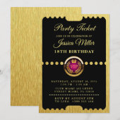 Invitation d'anniversaire billet de fête VIP (Devant / Derrière)