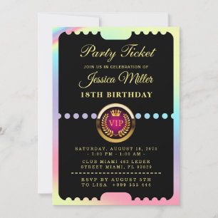 Invitation d'anniversaire billet de fête VIP