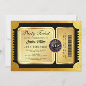 Invitation d'anniversaire billet de fête VIP Luxe (Devant)