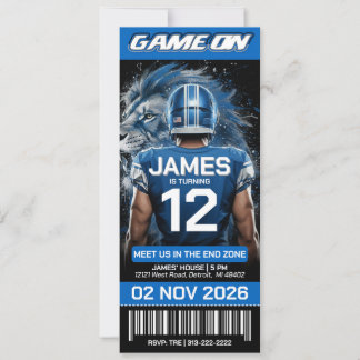 Invitation d'anniversaire Billet de Football Bleu