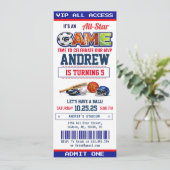 Invitation d'anniversaire Billet de Sport Toutes É (Debout devant)