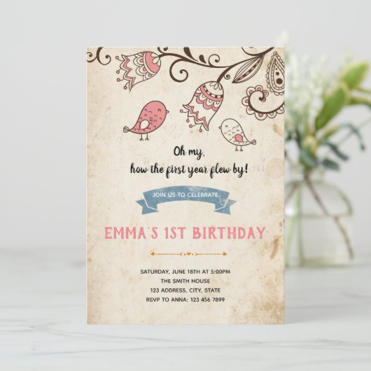 Invitation d'anniversaire Birdies (Debout devant)