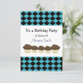 Invitation d'anniversaire Black and Blue Diamond (Debout devant)