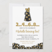 Invitation d'anniversaire Black and Gold (Devant)