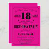 Invitation d'anniversaire Black and Hot Pink (Devant / Derrière)