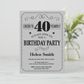 Invitation d'anniversaire Black and Silver Grey (Debout devant)