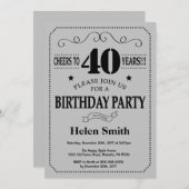 Invitation d'anniversaire Black and Silver Grey (Devant / Derrière)