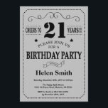 Invitation d'anniversaire Black and Silver Grey<br><div class="desc">21e Invitation Anniversaire Typographie gris noir et argent. Arrière - plan gris noir et gris argenté. Anniversaire adulte. Hommes ou femmes, anniversaire. Enfants Garçon ou fille Ado Anniversaire adolescente Invitation . 13e 15e 16e 18e 20e 21e 30e 40e 50e 60e 70e 80e 90e 100e. N'Importe Quel Âge. Pour plus de...</div>