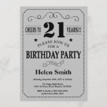 Invitation d'anniversaire Black and Silver Grey<br><div class="desc">21e Invitation Anniversaire Typographie gris noir et argent. Arrière - plan gris noir et gris argenté. Anniversaire adulte. Hommes ou femmes, anniversaire. Enfants Garçon ou fille Ado Anniversaire adolescente Invitation . 13e 15e 16e 18e 20e 21e 30e 40e 50e 60e 70e 80e 90e 100e. N'Importe Quel Âge. Pour plus de...</div>