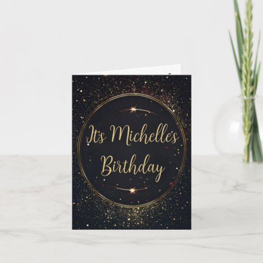 Invitation d'anniversaire Black & Faux Gold (Devant)