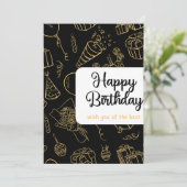 Invitation d'anniversaire Black & Gold (Debout devant)