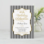 Invitation d'anniversaire Black Gold Elegant Strip (Debout devant)