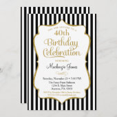 Invitation d'anniversaire Black Gold Elegant Strip (Devant / Derrière)