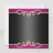 Invitation d'anniversaire Black/Gold et Hot Pink (Dos)